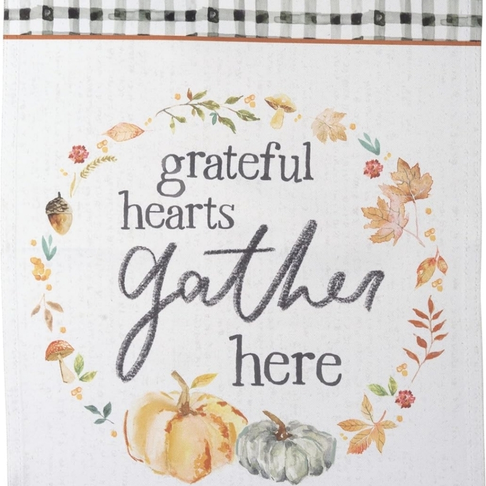 Grateful Hearts Gather Here Fall Themed Garden Flag